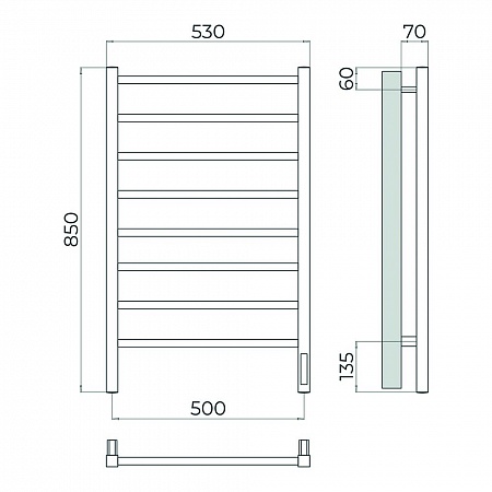 Ватикан П8 500х850 Электро Полотенцесушитель TERMINUS Оружейная сталь Томск - фото 4 Ватикан П8 500х850 Электро Полотенцесушитель TERMINUS Оружейная сталь Томск - фото 4
