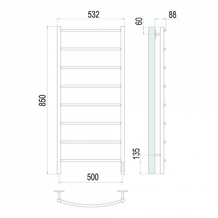 Классик П8 500х850 Электро Полотенцесушитель TERMINUS Сатин Томск - фото 4
