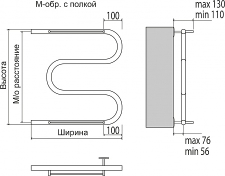 М-обр с/п AISI 32х2 500х400 Полотенцесушитель  TERMINUS Томск - фото 3