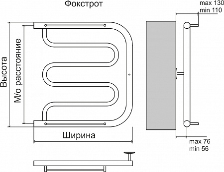 Фокстрот AISI 32х2 500х400 Полотенцесушитель  TERMINUS Томск - фото 4