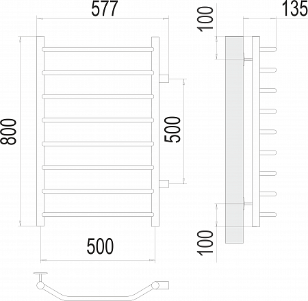 Виктория П8 500х800 бп500 Полотенцесушитель  TERMINUS Томск - фото 3