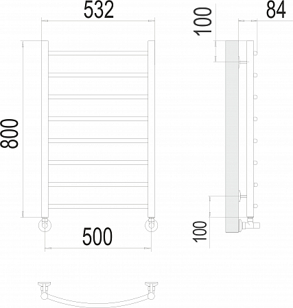 Классик П8 500х800 Полотенцесушитель  TERMINUS Томск - фото 3