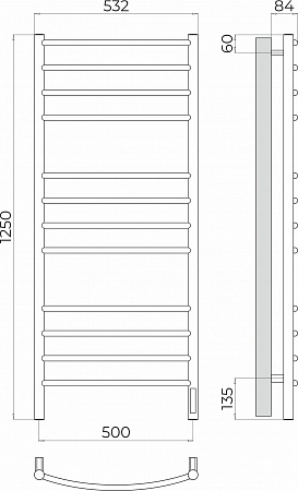 Классик П12 500х1250 Электро (quick touch) Полотенцесушитель TERMINUS Томск - фото 3