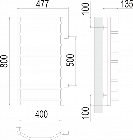 Виктория П8 400х800 бп500 Полотенцесушитель  TERMINUS Томск - фото 3