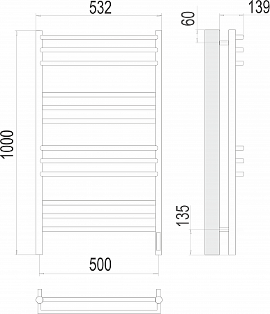 Прато П12 500х1000 электро (sensor quick touch) Полотенцесушитель  TERMINUS Томск - фото 3