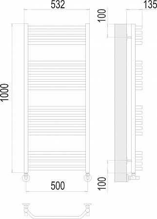 Виктория П20 500х1000 Полотенцесушитель  TERMINUS Томск - фото 3