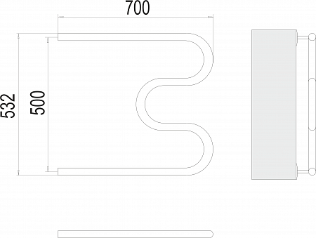 М-обр AISI 32х2 500х700 Полотенцесушитель  TERMINUS Томск - фото 3