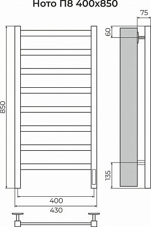 Ното П8 400х850 Электро (quick touch) Полотенцесушитель TERMINUS Томск - фото 3