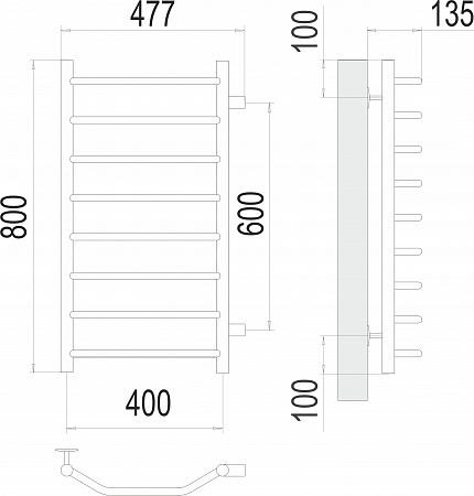 Виктория П8 400х800 бп600 Полотенцесушитель  TERMINUS Томск - фото 3