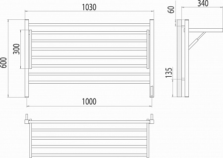 Горизонт П8 1000х600 электро КС ЧЕРНЫЙ МУАР (sensor quick touch) Полотенцесушитель TERMINUS Томск - фото 5